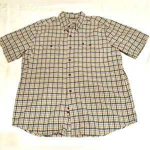 Carhartt Short Sleeve Button Down Plaid Shirt Relaxed Fit Size Extra Large